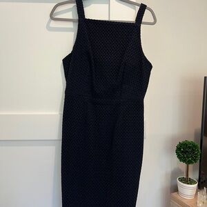 J Crew Eyelet Navy Blue Sleeveless Dress